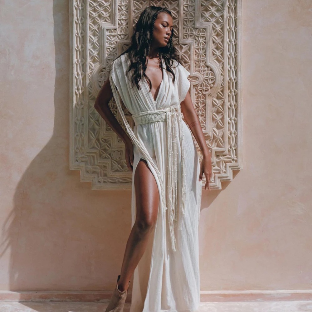 Aya sacred wear Boho Goddess Dress • Off-White Macrame Dress • Organic D…